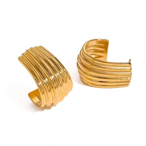 Fashion Water Drop Design Stainless Steel Vacuum Earrings for Women Wholesale thumbnail-3