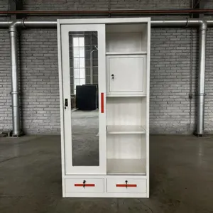 Household Knock‑down Steel Storage Cabinet UV Printing Wardrobe 3/4‑Door Clothes Storage Unit With Mirror & Drawers Custom Various Colors For Export thumbnail-1
