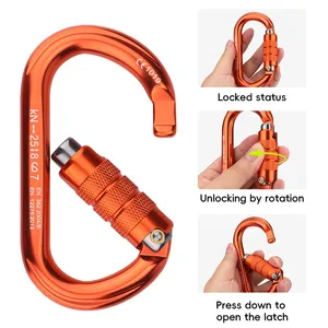 O Type Screw Gate Carabiner 25kN CE Safety Carabiner 7075 Aluminum Alloy Locking Carabiner for Rock Climbing Mountaineering Aerial Work Rescue thumbnail-4