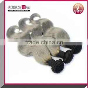 Gray Remy Hair Extensions With Dark Root Cheap Brazilian Virgin Hair thumbnail-4