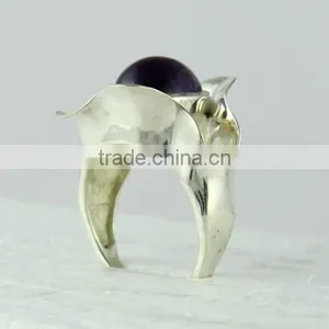 Fantastic Purple Amethyst Ring, Gemstone Silver Jewellery, Online Silver Jewellery thumbnail-4