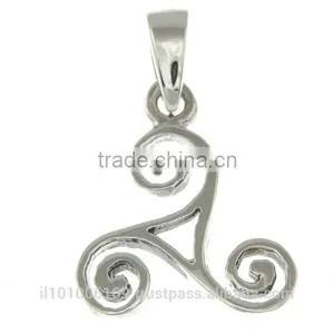 Tiny Silver Celtic Triskele Triple Spiral Pendant, Pn135 thumbnail-2