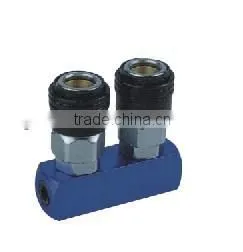 Manifold With Nitto/Japan Type Pneumatic Air Release Quick Coupler ,2 Way Two Touch Coupling With Plastic thumbnail-1