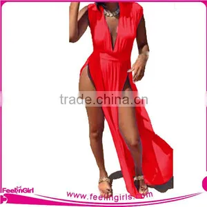 NO MOQ Breathable Front Opening Sexy Long Maxi Dress Quality Choice thumbnail-1