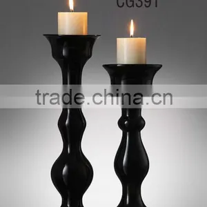 Black Glass Candle Stand for Home Decoration thumbnail-1