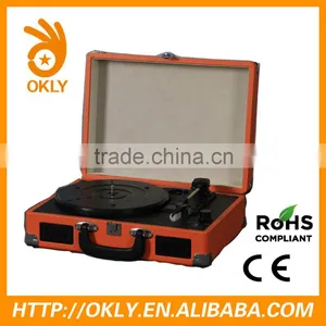 Retro Suitcase Turntable Player With 3 Speeds and Vinyl-wrapped thumbnail-1