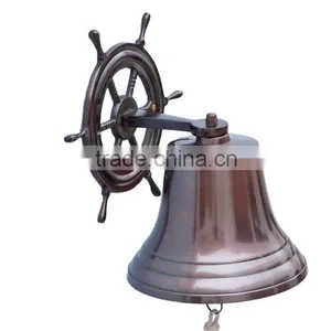 Vintage Marine Nautical Brass Wheel Wall Hanging Ship Bell NBB 009 thumbnail-2