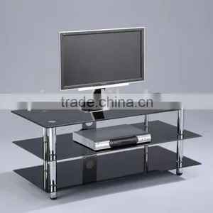 Black Glass TV Stand Cabinet thumbnail-1