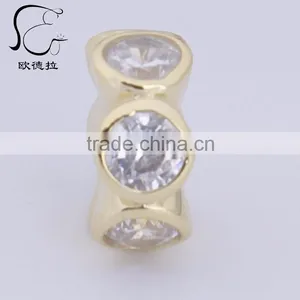 Pave Diamond Round Silver Multi Sapphire Spacer Bead Finding thumbnail-1