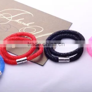 <<European Style Crystal Filled Magnetic Stretch Unisex Bangles Mesh Double Stardust Bracelets/ thumbnail-2