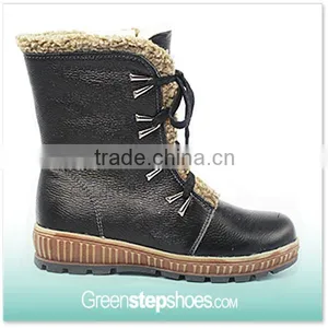 2015 Women's Ladies Black First Grain Leather Winter Boots thumbnail-1