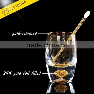 210 ml Crystal Round Golden Pattern Machine Blown Custom Whisky Glass thumbnail-1
