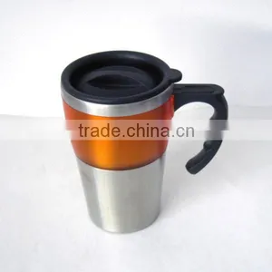 Colorful Travel Mug With Stainless Steel Holder and Plastic Ring thumbnail-1