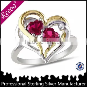 Double Heart Design Symbol of Love Eternity Ring thumbnail-1