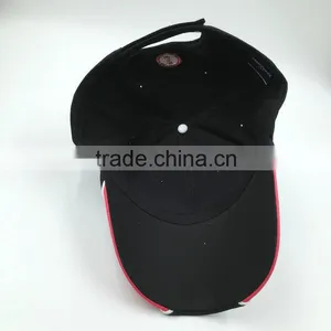 Wholesale Custom Made 6 Panel Black Cotton Twill Baseball Cap thumbnail-5