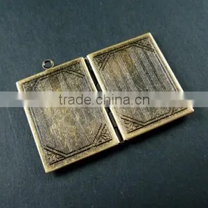 27x35mm Big Brass Bronze Vintage Antique Square Book Photo Locket 1191027 thumbnail-3