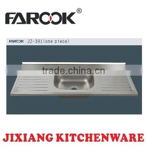 Single Bowl Stainless Steel Kitchen Sink With Two Drainboard JZ-391 thumbnail-1