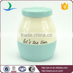 Newest Style Ceramic Canister Jars With Blue Lid thumbnail-5