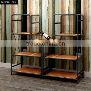4 Tiers Two Parts Wooden Antique Living Room Shelf thumbnail-1
