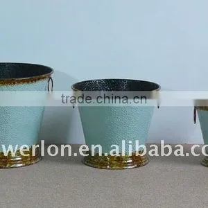 S/3 Vintage Round Metal Garden Flower Pot for Decoration thumbnail-1