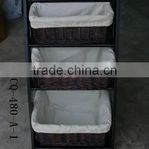 Hotsale Natural Willow Magazine Storage Drawers Cabinet Baskets thumbnail-1