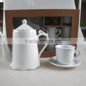 Plain White Ceramic Tea Set Coffee Cup Set Porcelain With Gift Box thumbnail-2