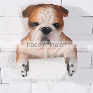 Handmade Resin Bulldog Bust Animal Toilet Paper Roll Holder thumbnail-2