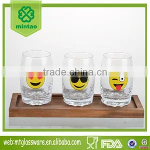 2016newest Smiling Face Water Glass With Wooden Stand thumbnail-1