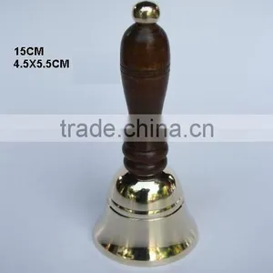 Brass Bell With Mirror Polish With Wooden Handle thumbnail-1