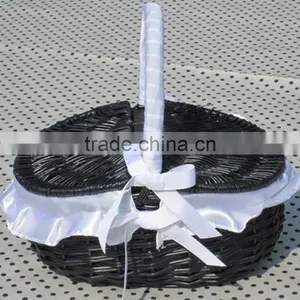 Black Willow Woven Wicker Wine Basket thumbnail-1