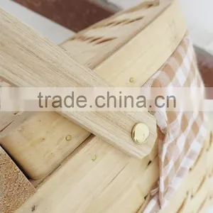 Cheap Wood Chip Empty Picnic Basket thumbnail-5