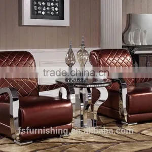 FS108 Elegantbrown Color Genuine Leather Leisure Chair Living Room Single Chair Visitor Hotel Room Chair Wedding Furniture thumbnail-1