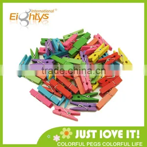 Decorative Clip of Colored Wooden Clothespin Mini Craft Clothes Pegs thumbnail-1