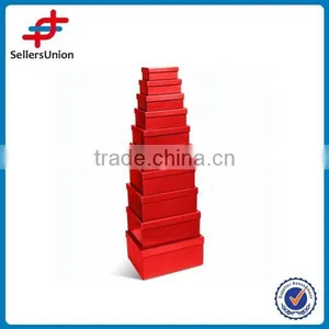 10 Pcs Paper Gift Box Set, Pure Red Gift Box thumbnail-1