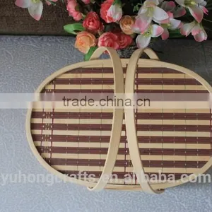 Storage Bamboo Basket With Handle For Picnic thumbnail-2