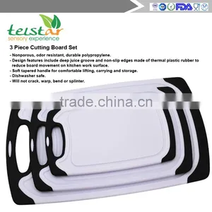 3 Piece Plastic Cutting Board Set - Acrylic Polypropylene Plastic - Dishwasher Safe thumbnail-1