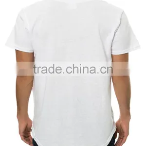 Longline Curved Hem Mens White t Shirt With High Quality thumbnail-3