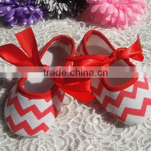 2015wholesaleColorful Chevron Girls Baby Shoes With Cute Ribbon Shoelace Prewalker Toddlers Cotton Walking Shoes thumbnail-4