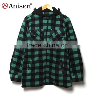 Promotional Cheap Price Stock Men Fleece Plaids Jacket thumbnail-1