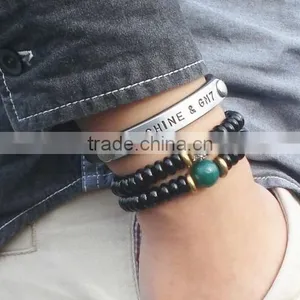 Custom Lover's Genuine Leather Anniversary Bracelets With Words Engraved thumbnail-5
