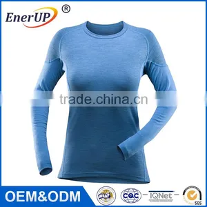Sport Wear Apparel Woman 100% Merino Wool Antibacterial Gym Long Sleeve Sport Shirt thumbnail-2