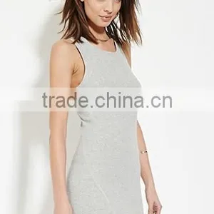 2017 Cheapsale Sexy Ladies 100%cotton Solid Sleeveless Casual Dress OEM Service thumbnail-3