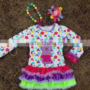 2015 New Baby Girls Color Dot Bunny Easter Dress With Necklace and Bow Set thumbnail-1