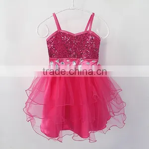Girl Hot Pink Sequin And Chiffon Braced Dress With Diamond Belt Top Grade Party Dress For2-6Yrs Kids GD40209-4 thumbnail-1