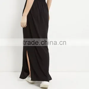 Black Split Side Chiffon Long Maxi Skirt thumbnail-3