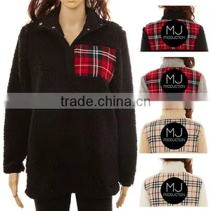 Factory Custom Pullover Oversize Plaid Sweater Woman thumbnail-1