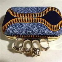 Navy Blue Quilted Faux Leather Crossbody Handbag Bag Purse With Metal Chain Strap thumbnail-1