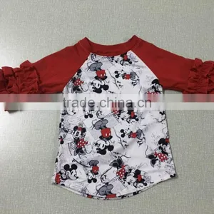 2017 Fashion Kids Gray Mouse Raglan Design Girls Wholesale t- Shirts thumbnail-1