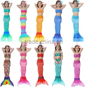 Kids Bikini + Shorts + Mermaid Tail With Pink Monofin for Swimming thumbnail-1
