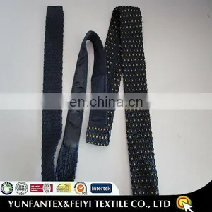 2015 Latest Fashion Wholesale Fashion Men Skinny Navy Yellow Two Sided Solid Silk Knit Neck Tie thumbnail-1